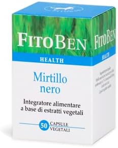 Fitoben - Mirtillo Nero Integratore Alimentare Naturale Per La Funzionalità del Microcircolo E La Salute Degli Occhi 50 Cps vegetali