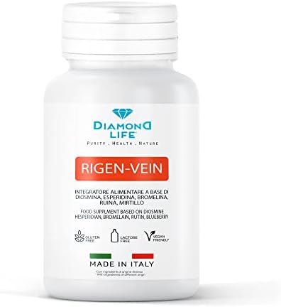 RIGEN-VEIN Integratore Nutraceutico con Diosmina Esperidina Micronizzate e Mirtillo per Vene Varicose, Gambe Gonfie, Capillari Rotti e Microcircolo - 60 Compresse