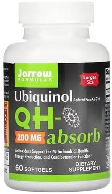 Jarrow Formulas Ubiquinol QH-Absorb, 200mg - 60 Softgel, CoQ10 Energy & Heart Health