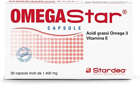 Omegastar | Integratore Alimentare | Omega 3 e Vitamina E | Controllo dei Grassi | Trigliceridi | Funzione Cardiaca | Antiossidante | 30 Capsule | Stardea