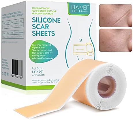 Nastro In Gel Di Silicone Per La Rimozione Di Cicatrici Di Grado Medico (1,6 "X 60") Comfortable Scar Removal Sheet Long Strips for Acne Scars C-Section & Keloid Surgery Scars Sheets Treatment Tape