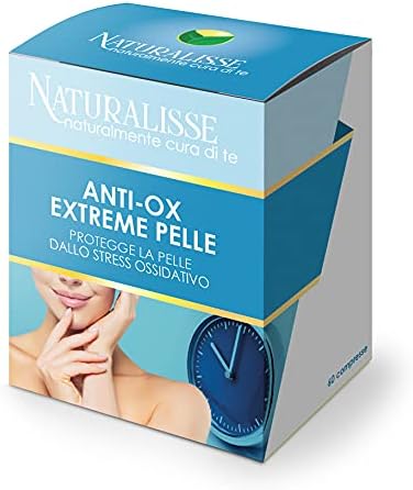 Naturalisse Integratore Pelle Anti-ox Extreme - 60 Compresse | Integratori Pelle Con Effetto Anti-Ossidante | Integratore Con Resveratrolo, Selenio E Zinco Per Supportare La Bellezza Della Pelle