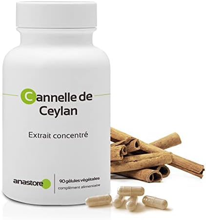 Cannella di Ceylon* Antiossidante, aiuta con i problemi digestivi * 250 mg / 90 capsule * Riduce i livelli di glucosio nel sangue * Fabbricato in FRANCIA