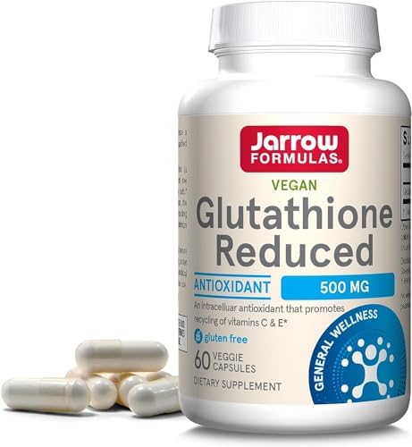 Jarrow Formula Glutatione ridotto 500 mg - Glutatione di grado farmaceutico - Antiossidante intracellulare - Integratore alimentare - Sostiene la rigenerazione della vitamina C ed E, 60 porzioni