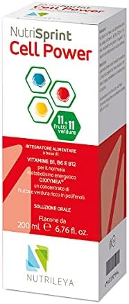 NutriSprint Cell Power, 200ml – 1 dose equivale a 5 Porzioni di Frutta e Verdura – Apporto Quotidiano Naturale di Vitamine, Minerali e Polifenoli - Energia e Azione Antiossidante – Nutrileya