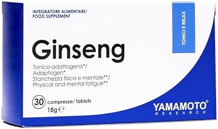 YAMAMOTO RESEARCH, Ginseng 30 compresse, Integratore Alimentare a base di Ginseng Coreano, Contrasta la Stanchezza Fisica e Mentale, Azione Antiossidante