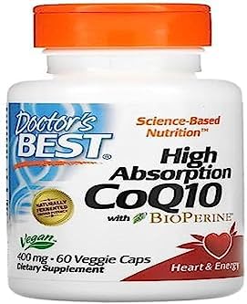 Doctor's Best High Absorption CoQ10 con BioPerine, 400 mg – 60 vcaps, Premium Health & Energia