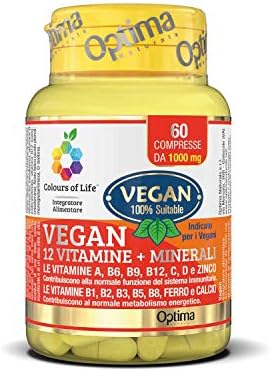 Colours of Life - Vegan - Integratore di Vitamine e Minerali per Vegani - Senza Glutine, 60 Compresse