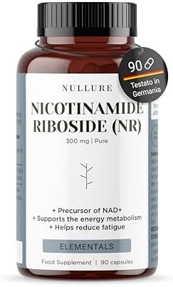 Nicotinamide Riboside (NR) Nullure | Precursore NAD + | 300mg | Laboratorio Tedesco Testato | Vegan | Antifatica · Anti-Età · Energia | Alternativa NMN | 90 capsule (3 mesi)