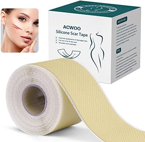 ACWOO Cerotti Silicone Cicatrici ((4cm * 300cm), Grado Medico Fogli in Silicone per Cicatrici, Professionali per Cicatrici Causate da Taglio Cesareo, Chirurgia, Ustioni, Cheloidi, Acne e Altro