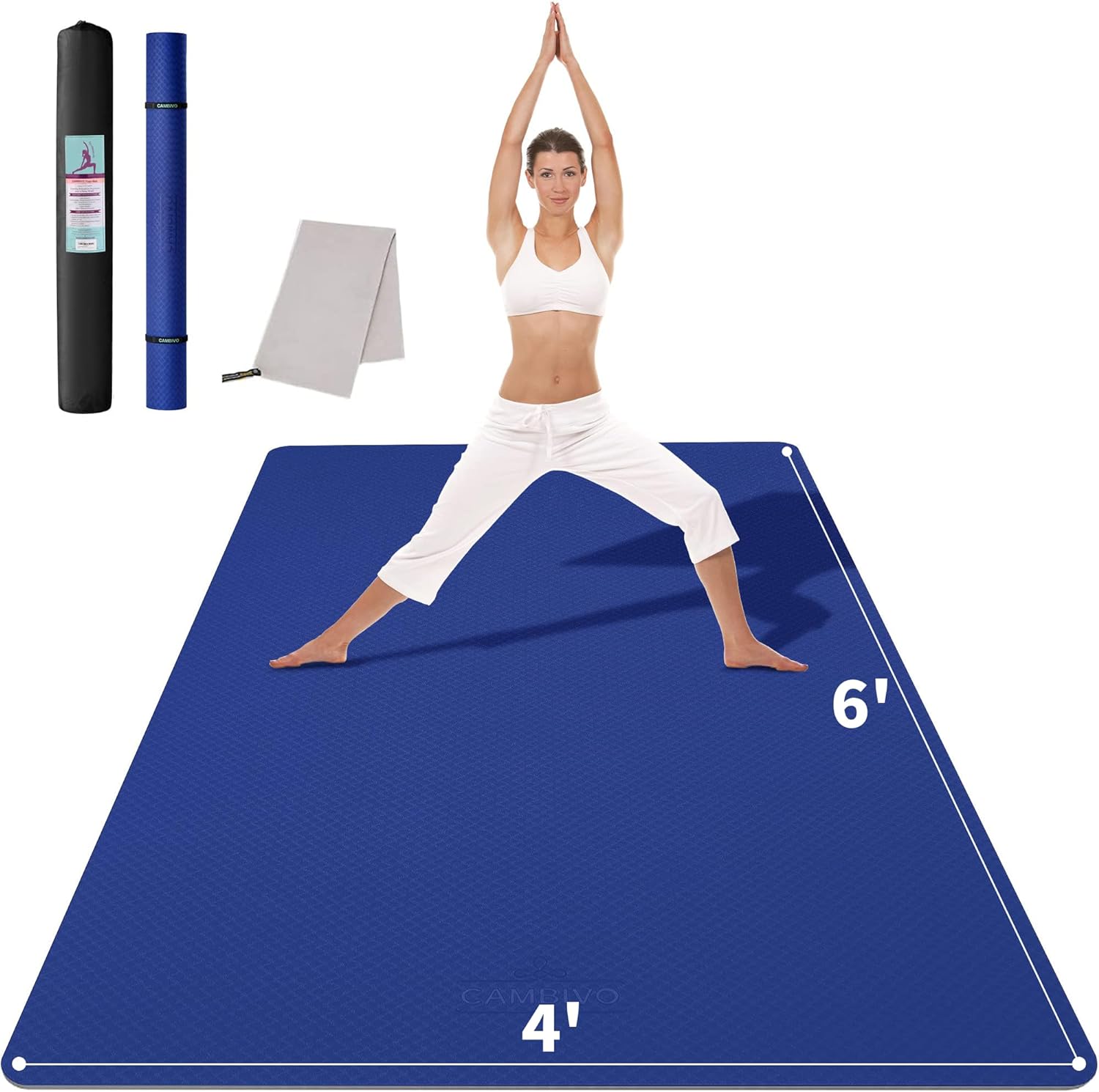 CAMBIVO Tappetino Yoga Fitness Extra Largo 183cmx120cmx6mm,