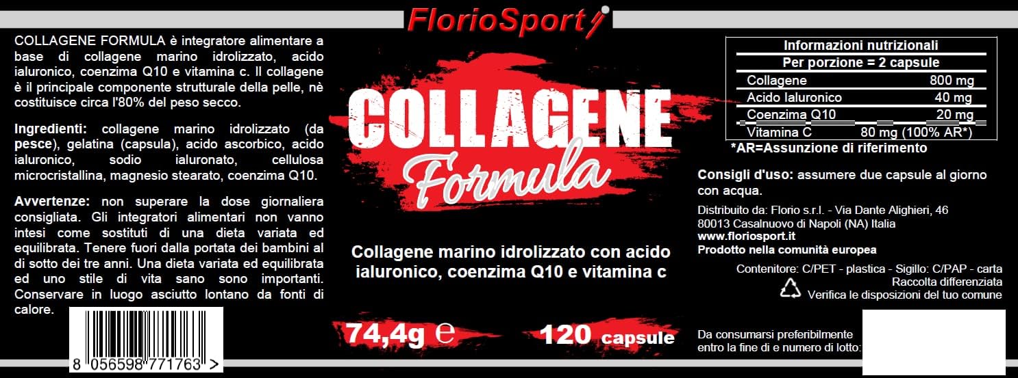 Collagene Marino e Acido Ialuronico Integratore 120 cps Con