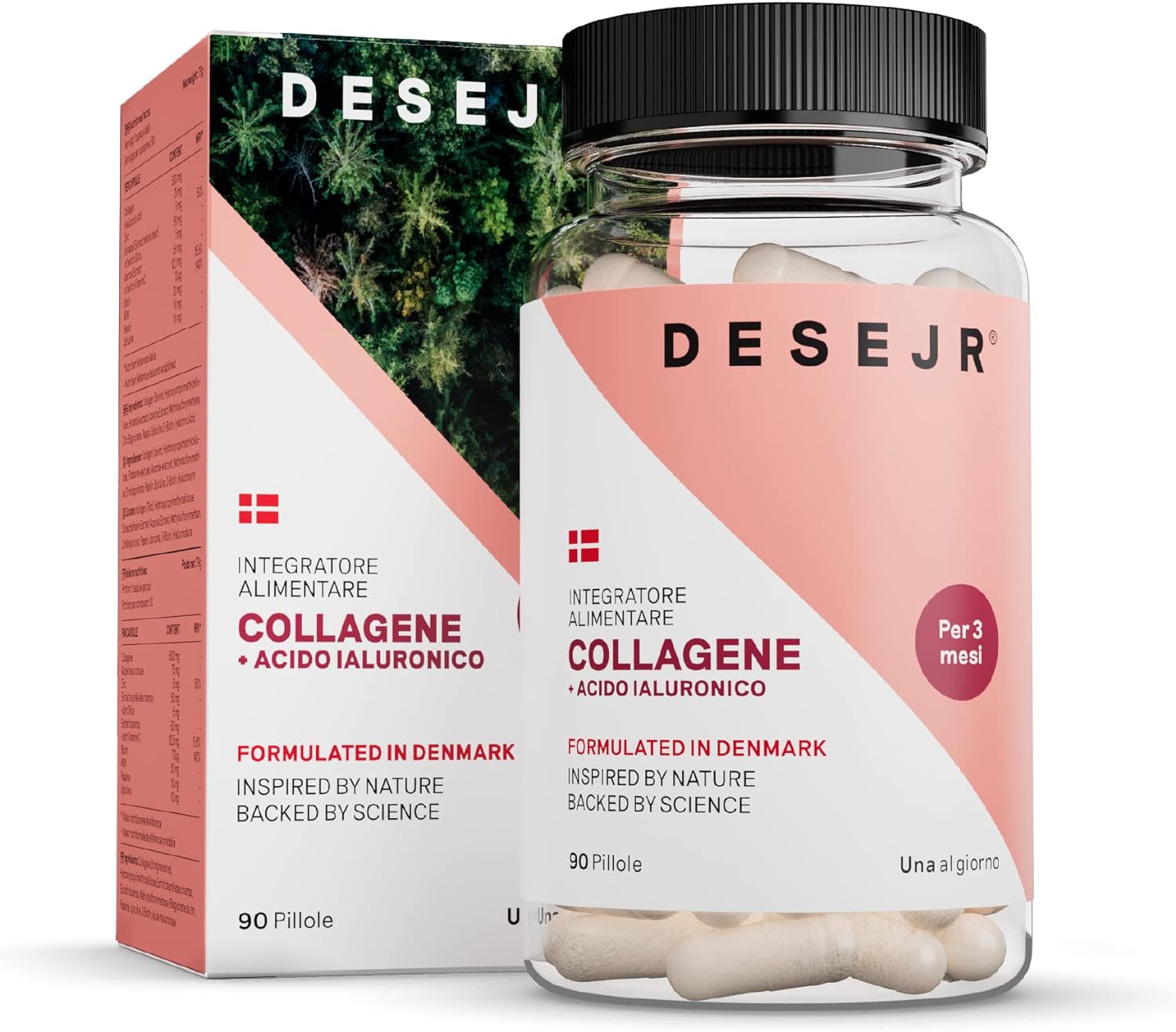 DESEJR Capsule di Collagene + Acido Ialuronico - 90 Capsule