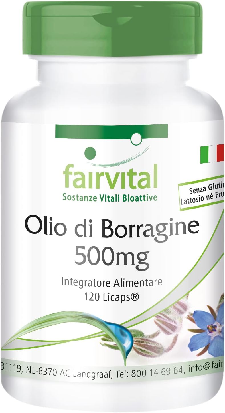 Fairvital | Olio di borragine 500mg - per 2 mesi - VEGAN -