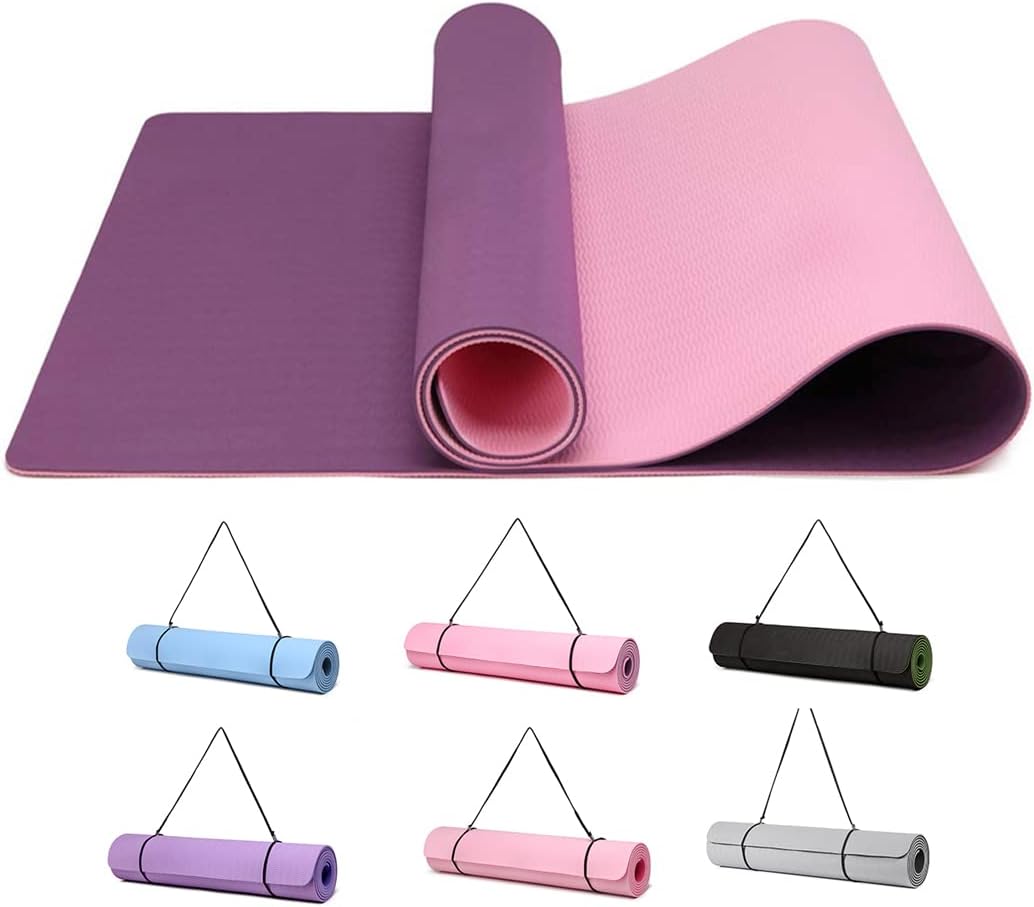 Good Nite Tappetino da ginnastica, yoga, fitness, antiscivolo, per allenamento, sport, turn, pilates, con tracolla, 183 x 61 x 0,6 cm