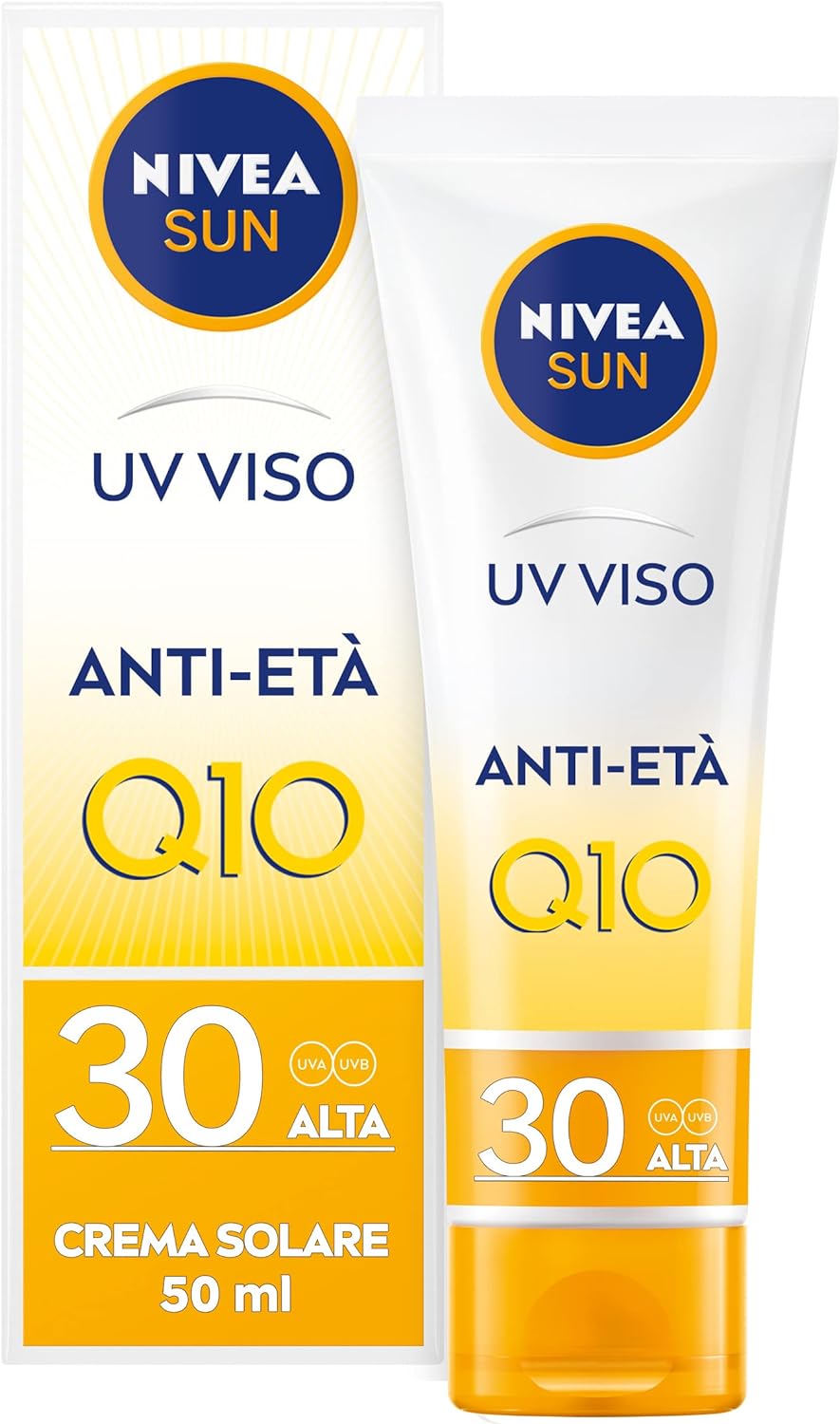 NIVEA SUN UV Viso Anti-Età FP 30 in Tubetto da 50 ml, Crema