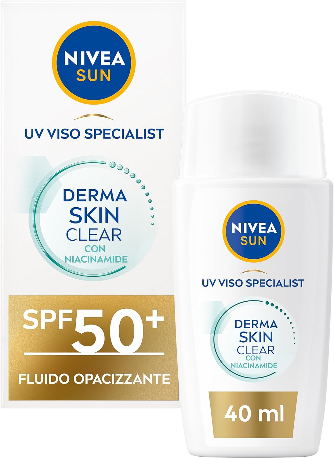 NIVEA SUN Derma Skin Clear Crema solare viso FP50+ da 40 ml,