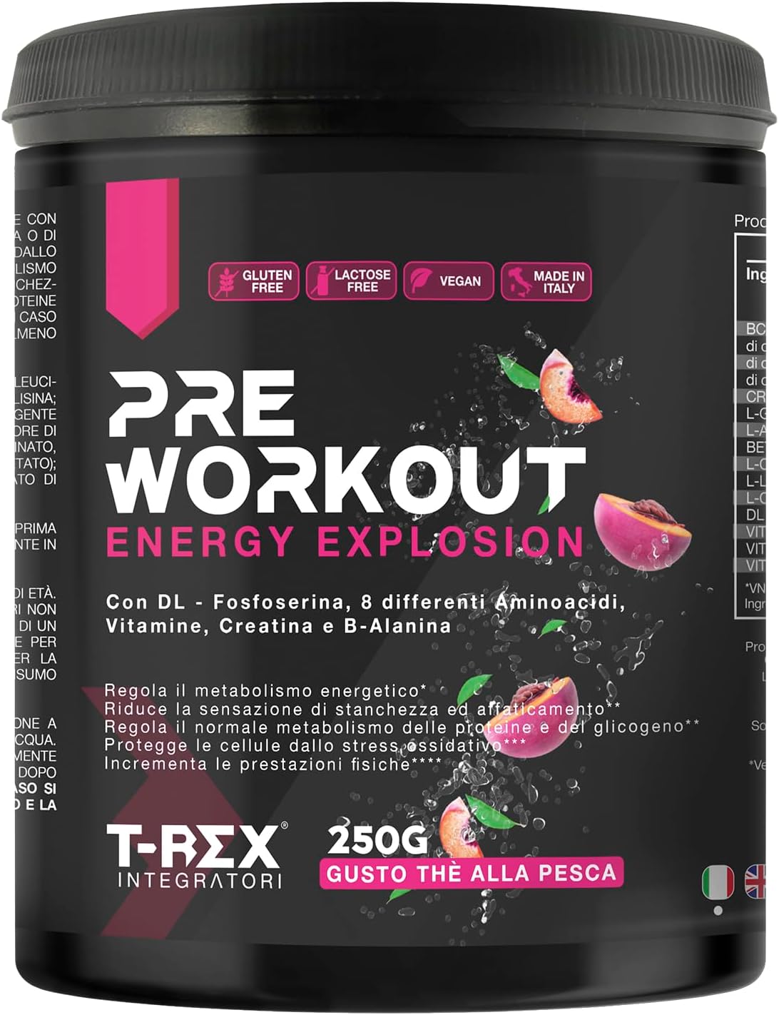 T-Rex Integratori Pre Workout, Energy Drink Potente con