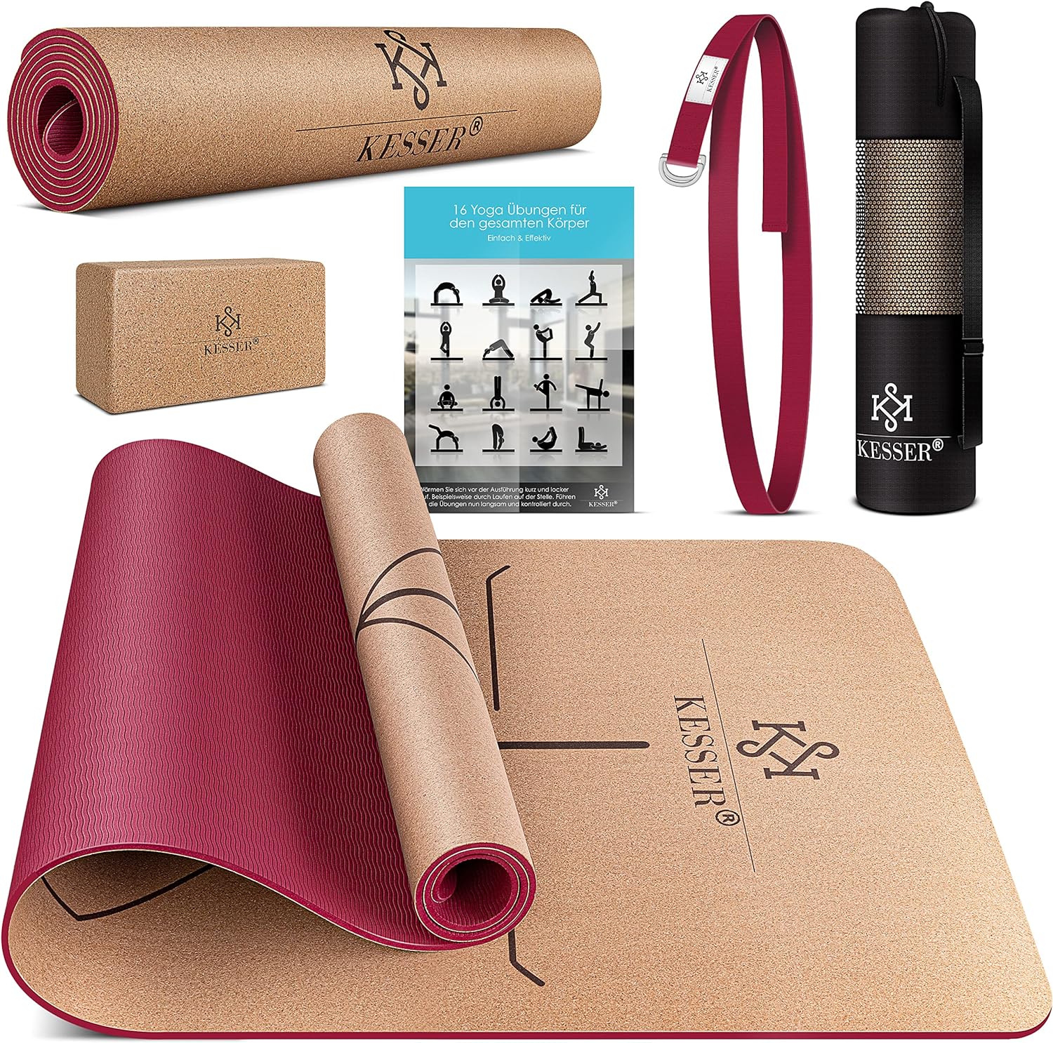 KESSER® Tappetino da Yoga in Sughero Include Borsa con