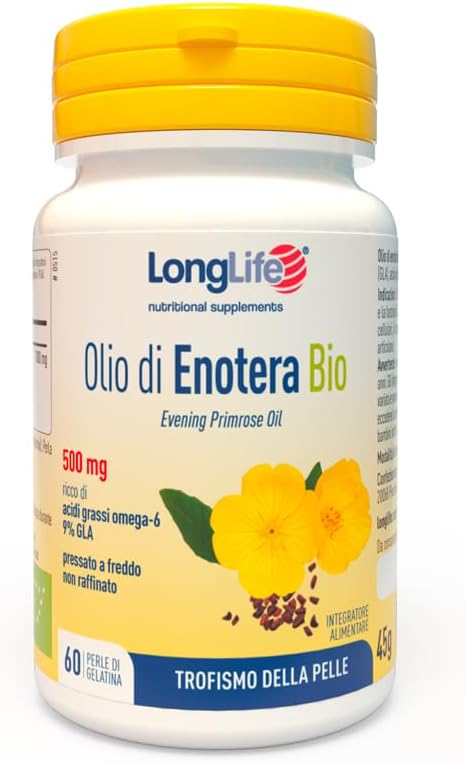 LongLife® Olio di Enotera Bio 500mg | Omega-6 | Titolato al