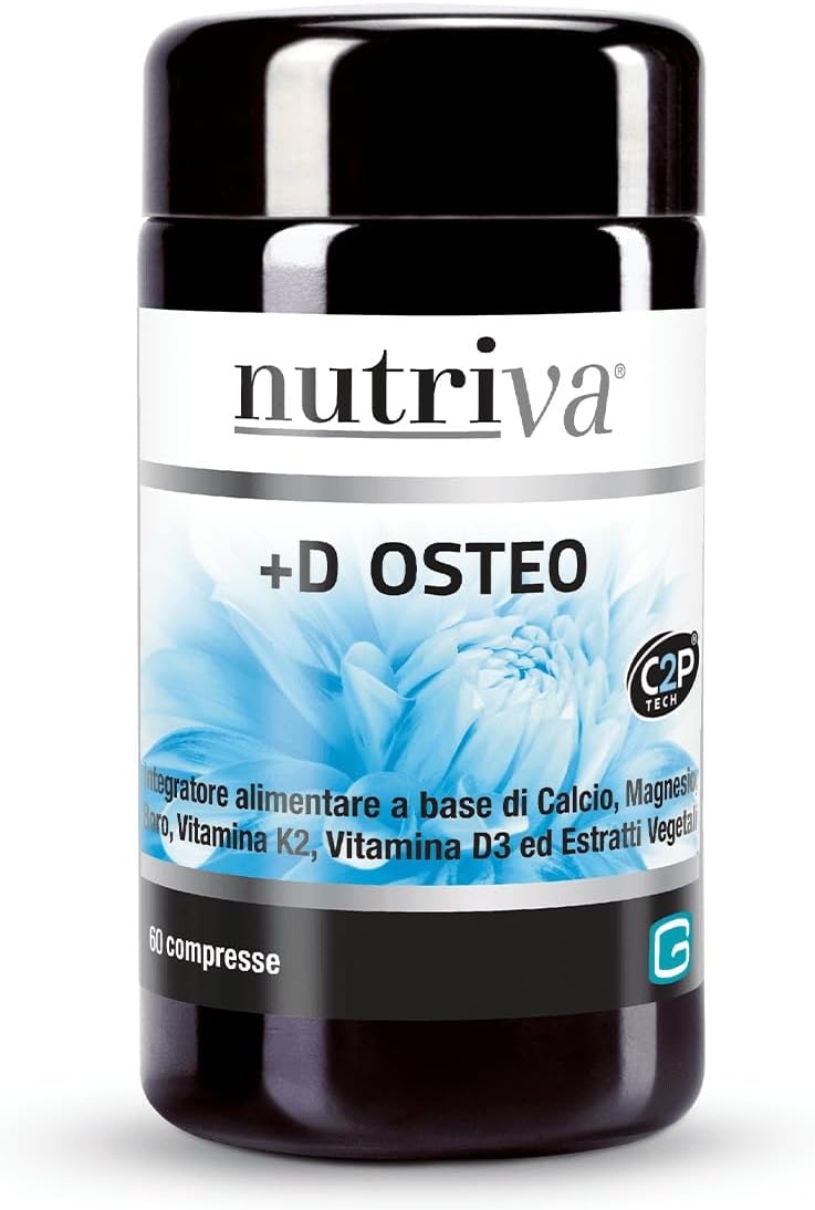 NUTRIVA +D Osteo, Integratore Alimentare a Base di Calcio,