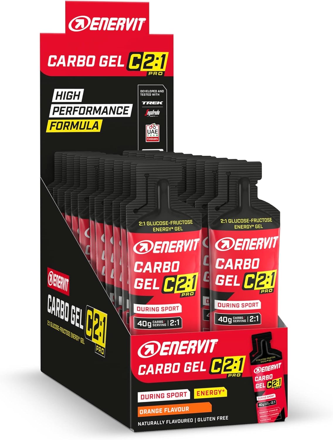 Enervit, Carbo Gel C2:1PRO Orange, Confezione da 24 Gel, Gel