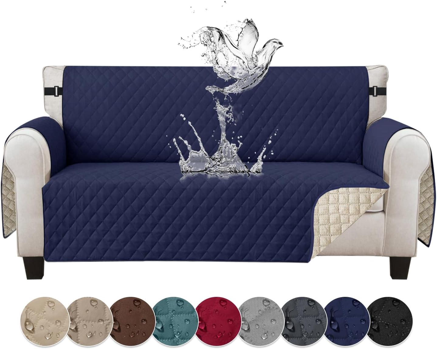 Jaotto 3 Seater Waterproof Sofa Cover with Armrests Quilted
