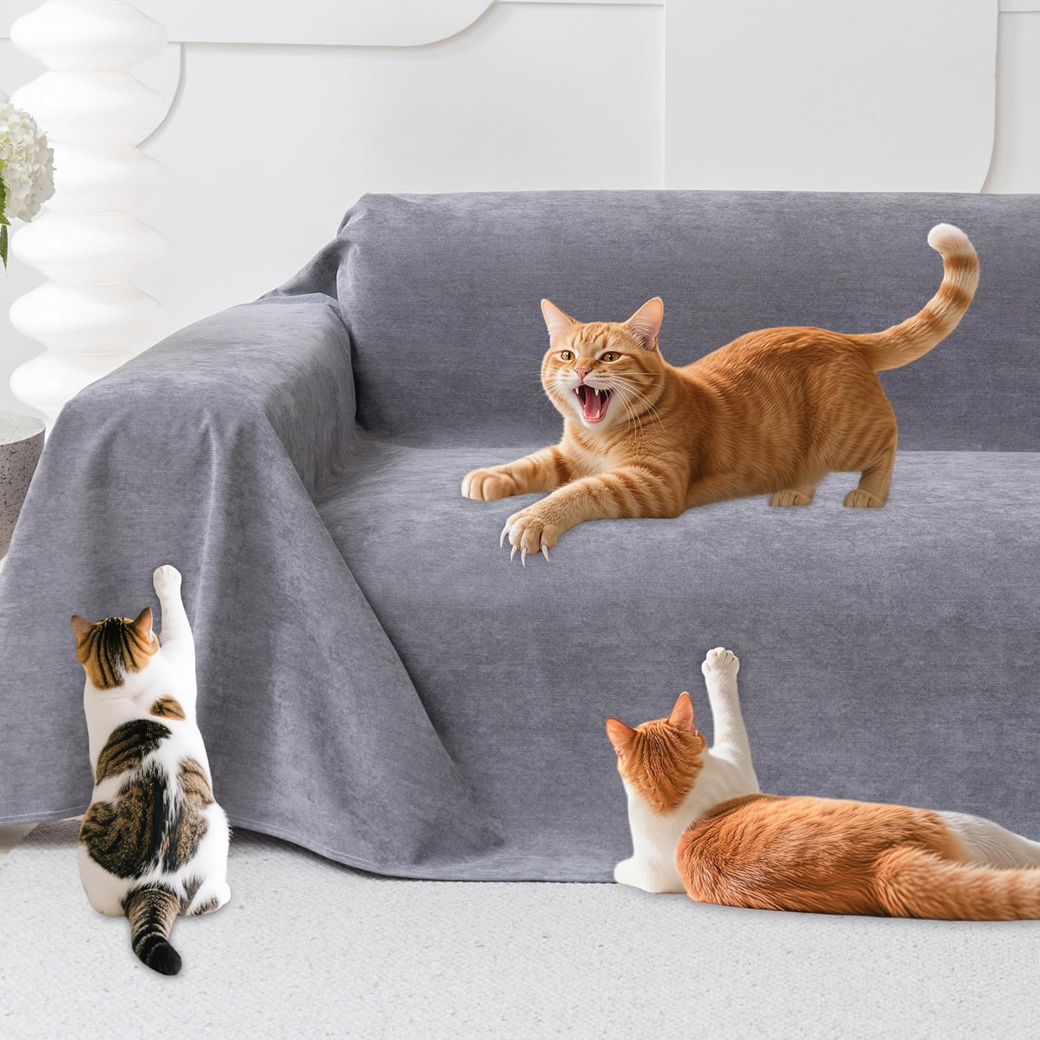 Loiion Cat Scratches Sofa Cover, Waterproof Sofa Cover,