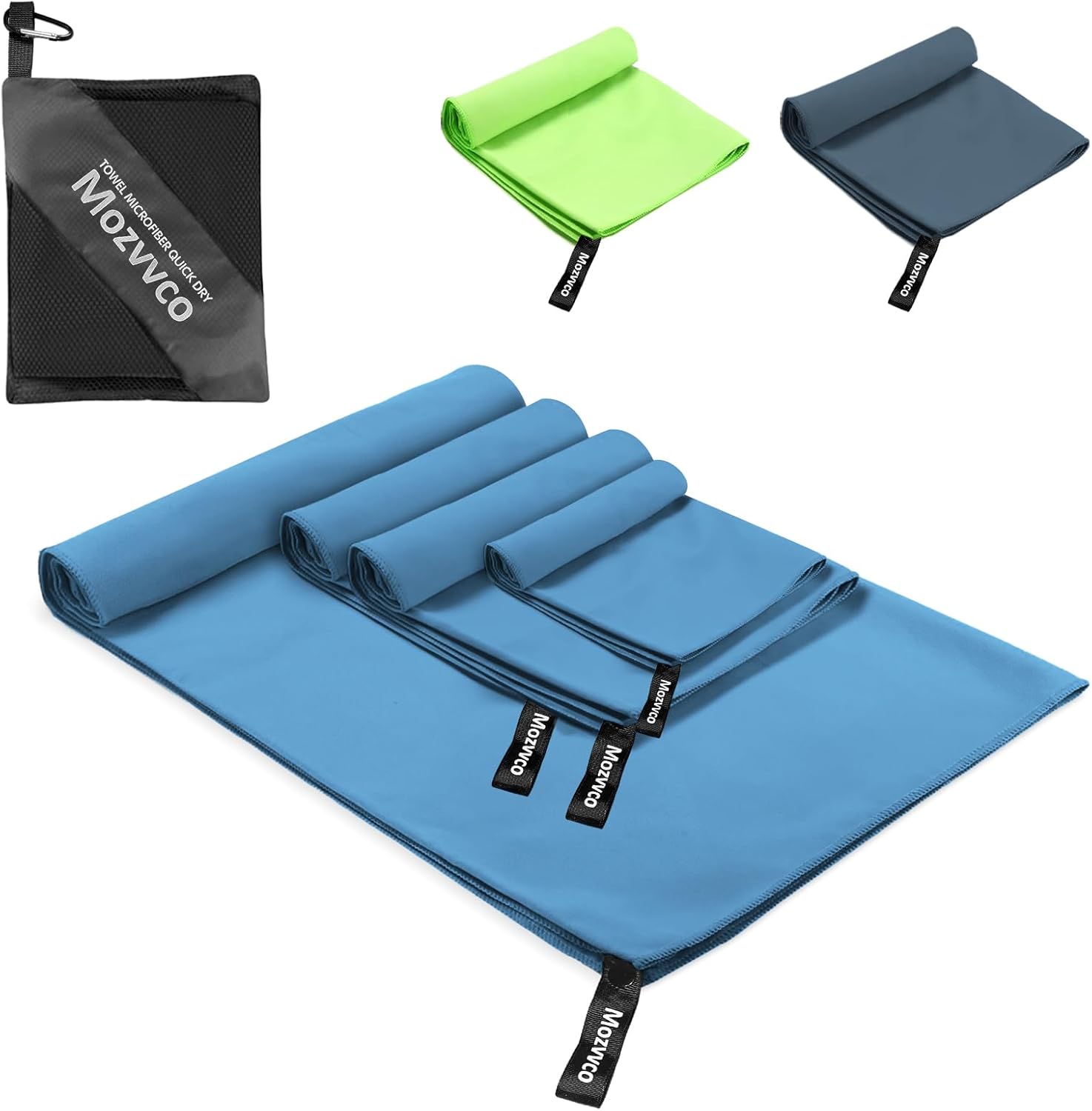 Mozvvco Microfibre Towel Set of 4, 160 x 80 cm Large Bath