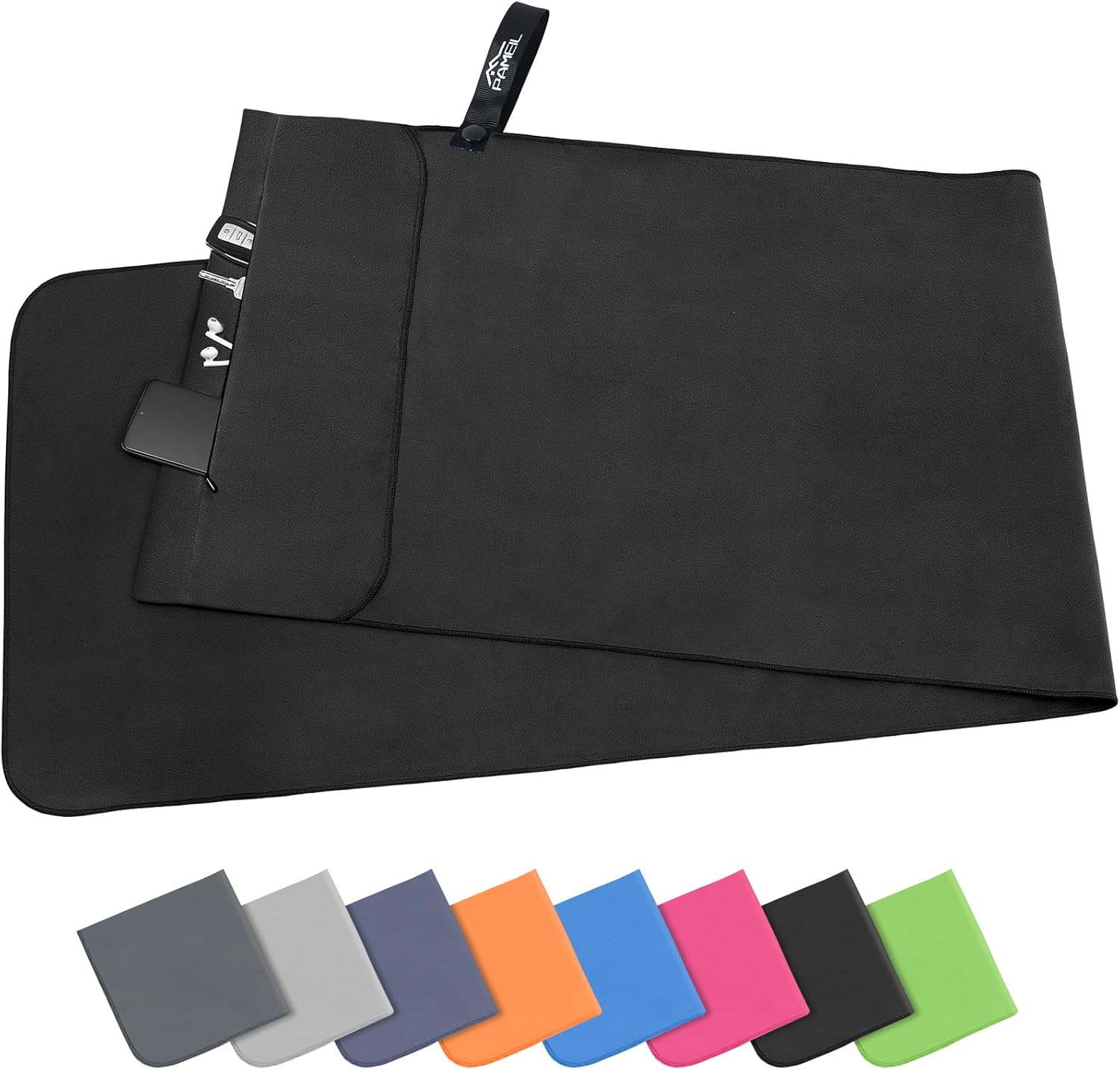 Pameil Gym Towel | 120 x 50 cm Microfibre Towel with Zip