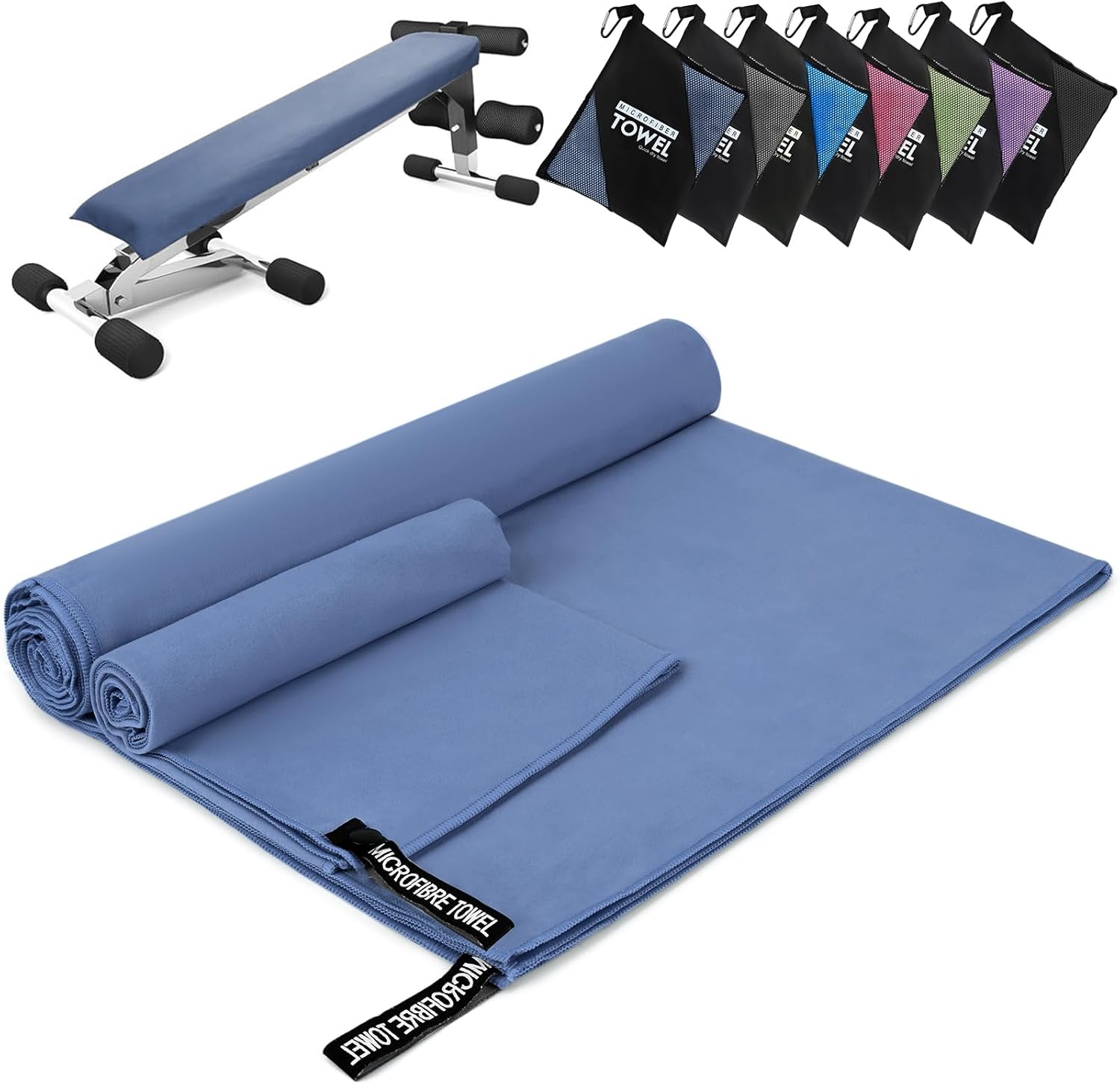Pfloge® Microfibre Towel Set of 2, 160 x 80 cm Large Gym