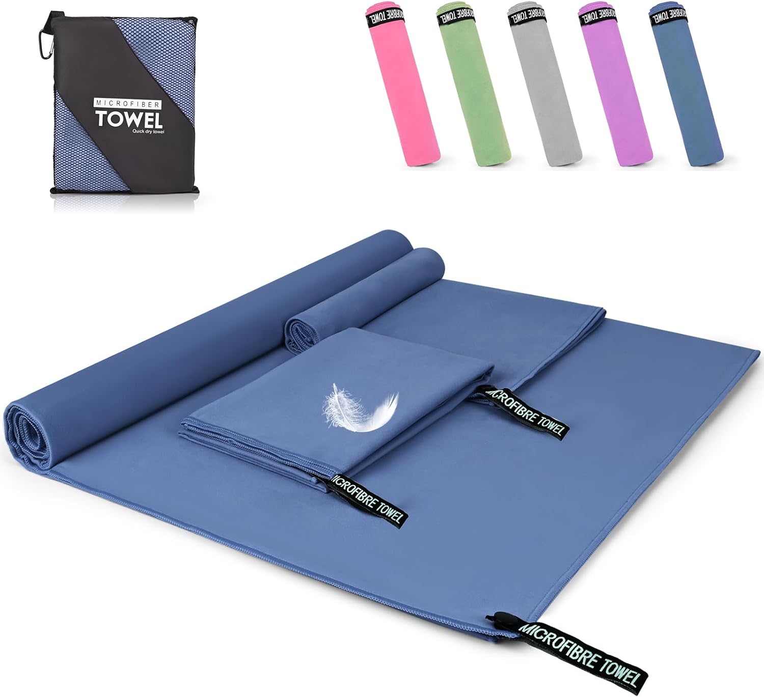 Pfloge® Microfibre Towel Set of 3, 180 x 80 cm Large Gym