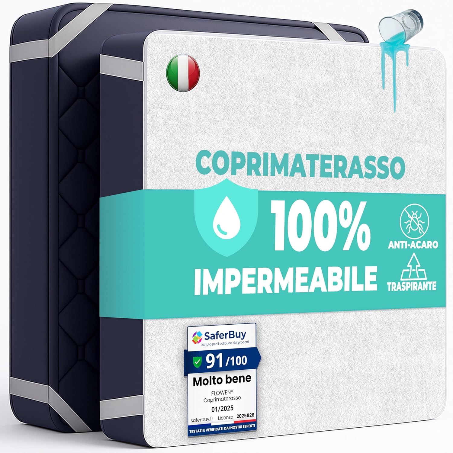 Single Waterproof Cotton Mattress Protector 90 x 190 cm