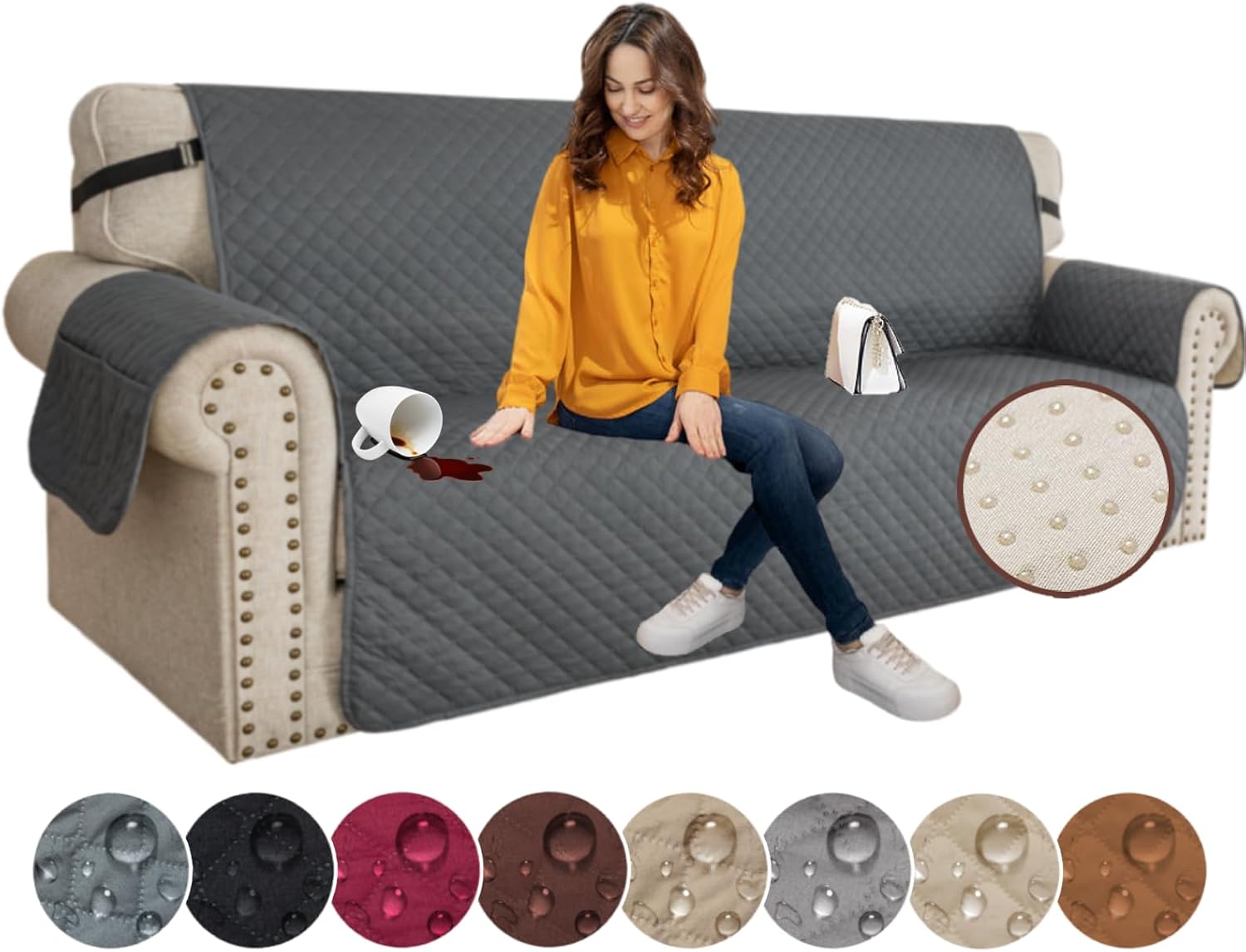 XINEAGE 3 Seater Sofa Cover, Waterproof Reversible Sofa