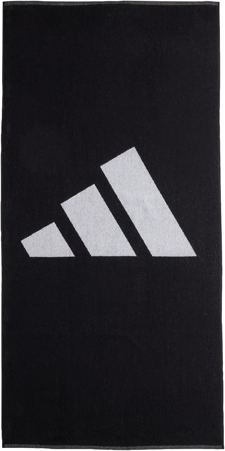adidas Unisex Adult Brand Stripes Towel, Black/White, L