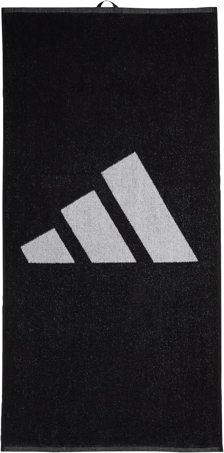 adidas Unisex Adult Brand Stripes Towel, Black/White, S