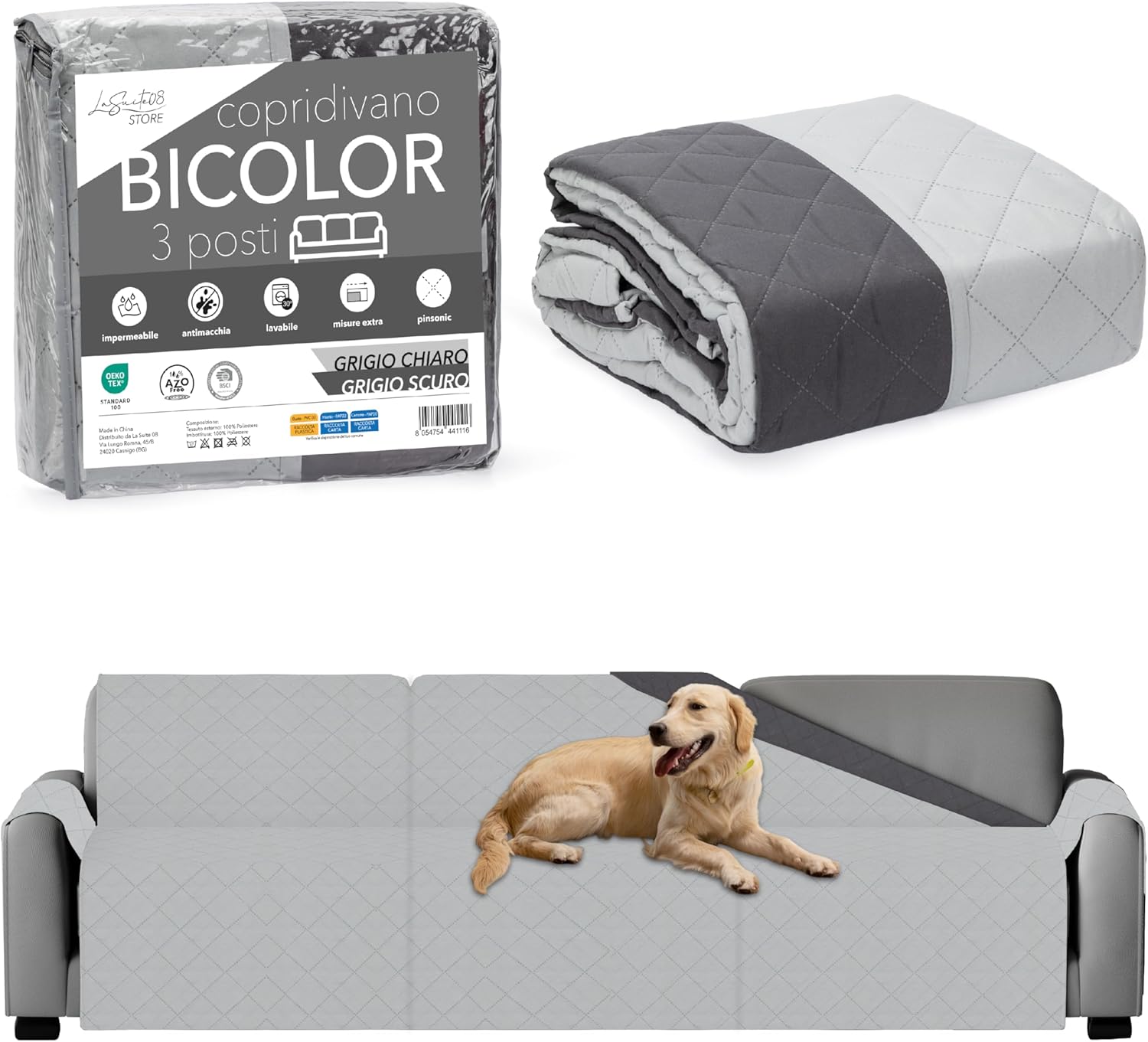 3 Seater Sofa Cover with Armrests, Double Sided Stretch Sofa