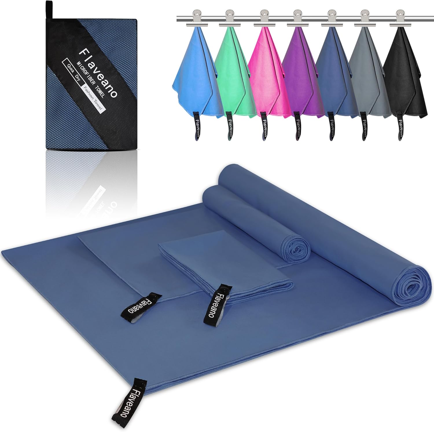 Microfibre Towel, Set of 3 Gym Towels (180 x 90 cm, 80 x 40 1 Microfibre Towel, Set of 3 Gym Towels (180 x 90 cm, 80 x 40